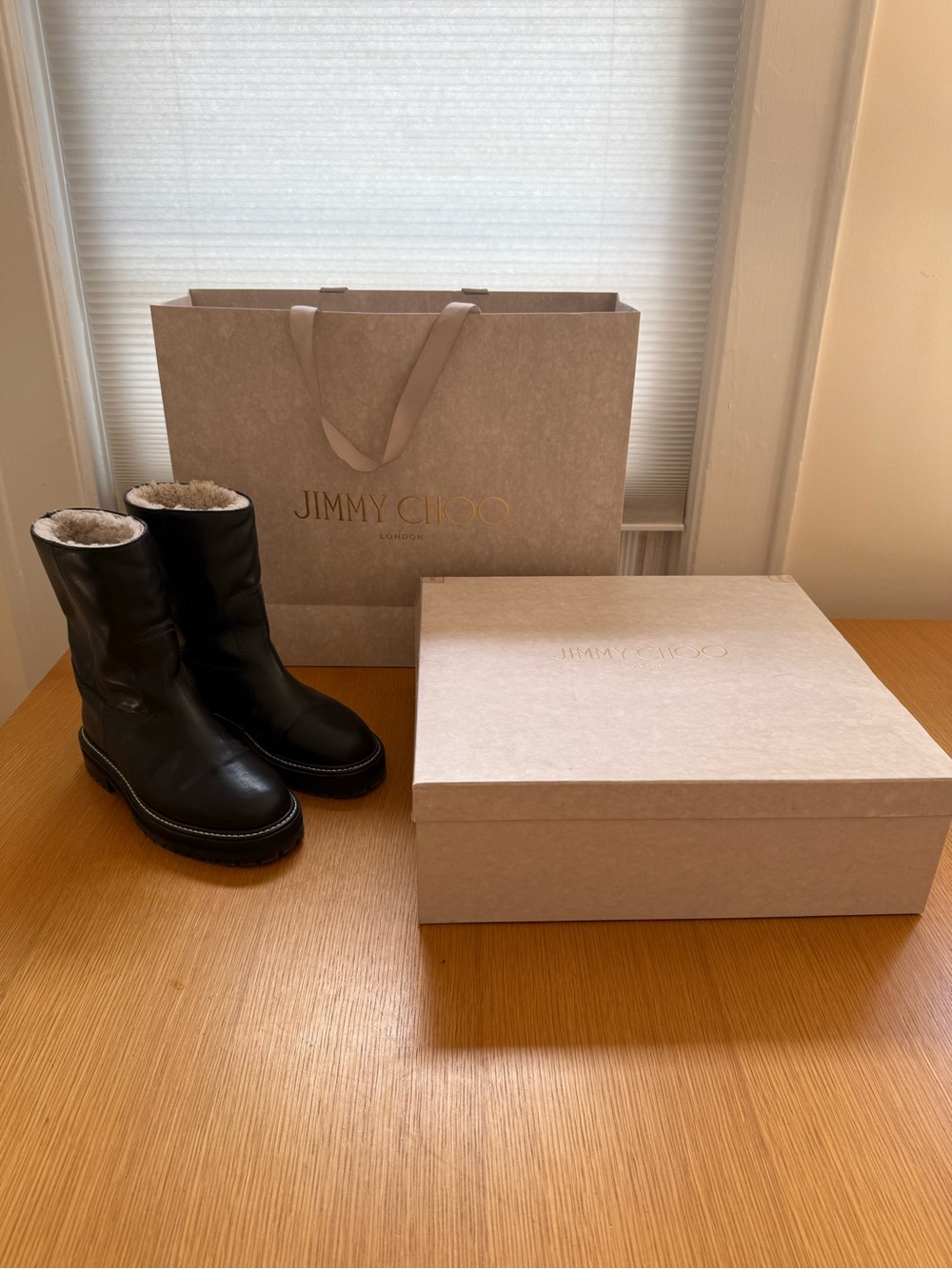 New in box Jimmy Choo Yari Leather Boots - size 36.5
